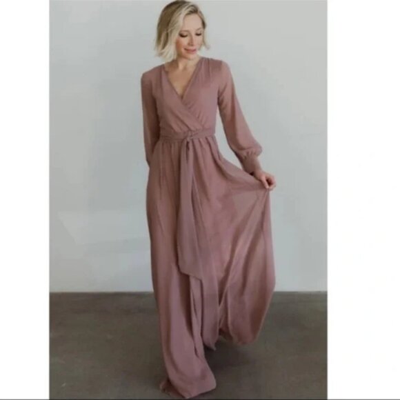 Baltic Born Lydia Pink Long Sleeve Maxi Dress Gown XL - Picture 1 of 11